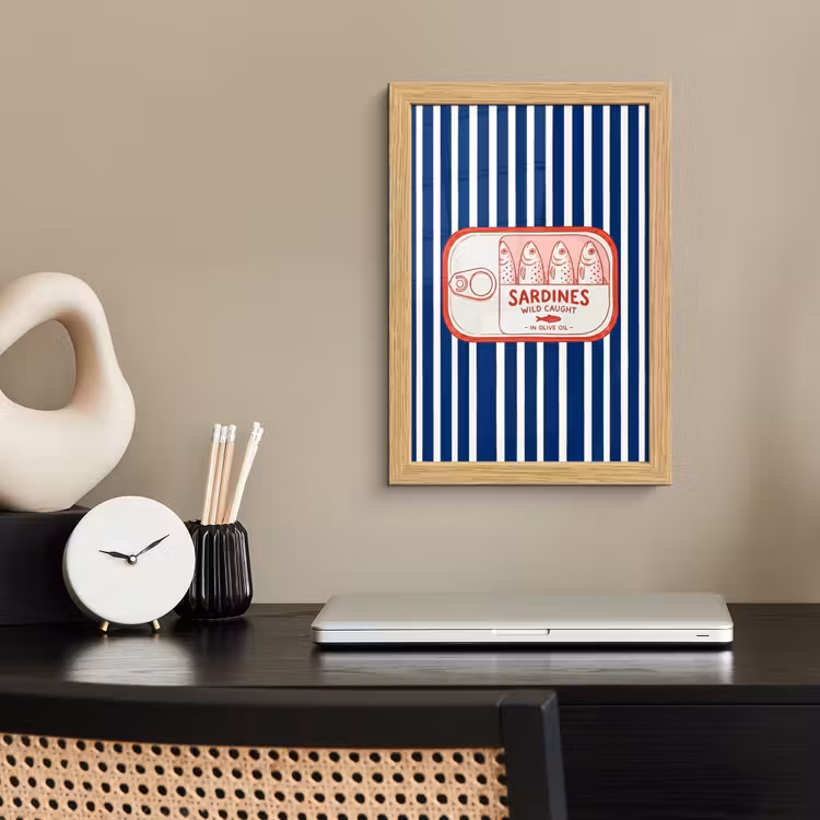 Poster met lijst - Eten - Vis - Blik - Illustratie - Rood — 2