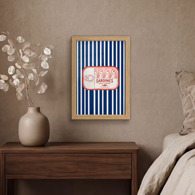 Poster met lijst - Eten - Vis - Blik - Illustratie - Rood — 4