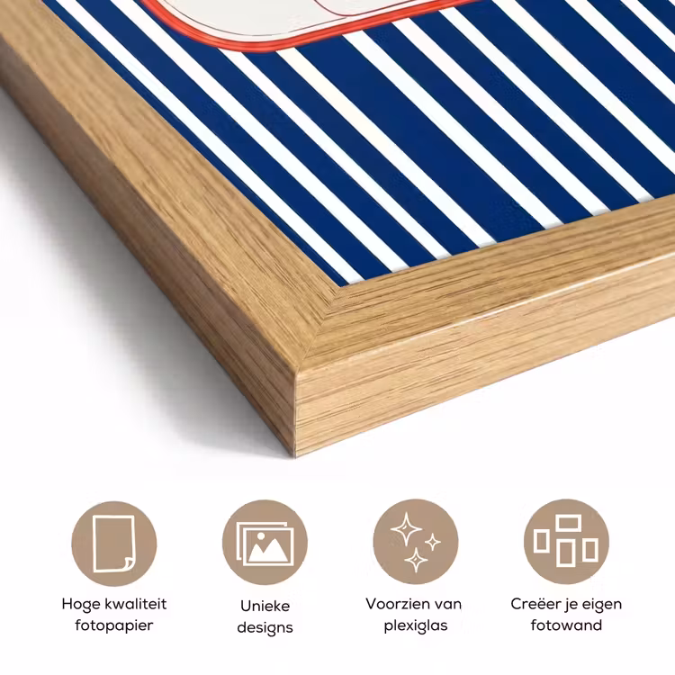 Poster met lijst - Eten - Vis - Blik - Illustratie - Rood — 6