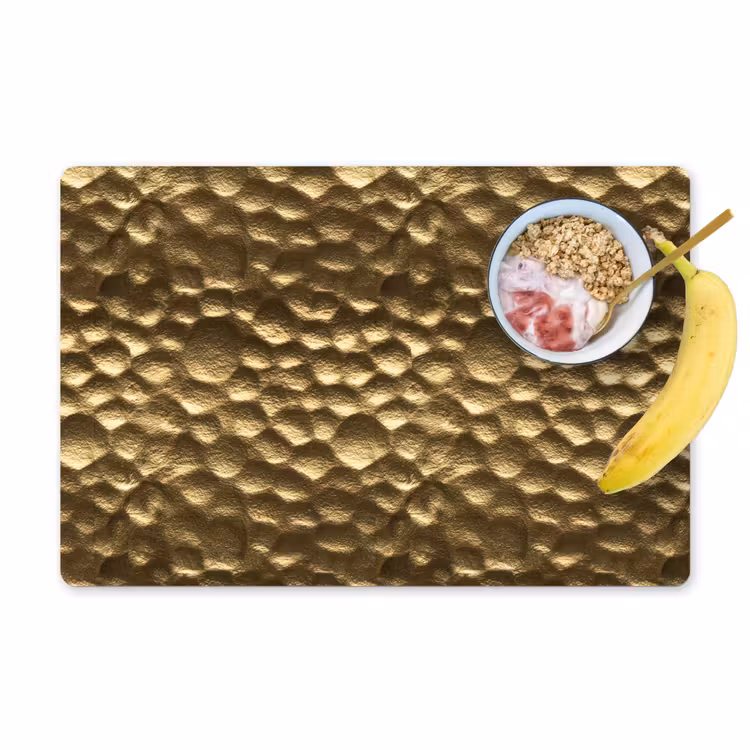 Placemat - 6 stuks - Gehamerd - Reliëf - Textuur - Bronsgoud — 1