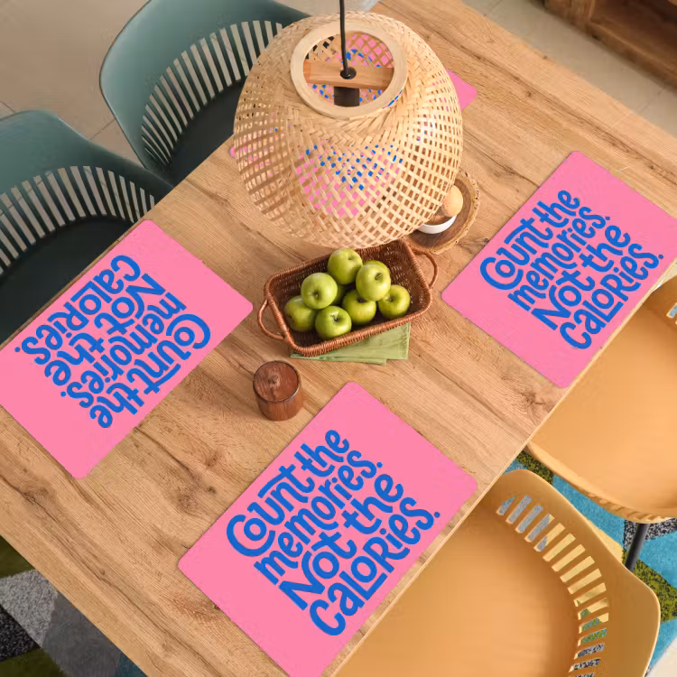 Placemat - 6 stuks - Memories - Roze - Blauw - Quote — 3