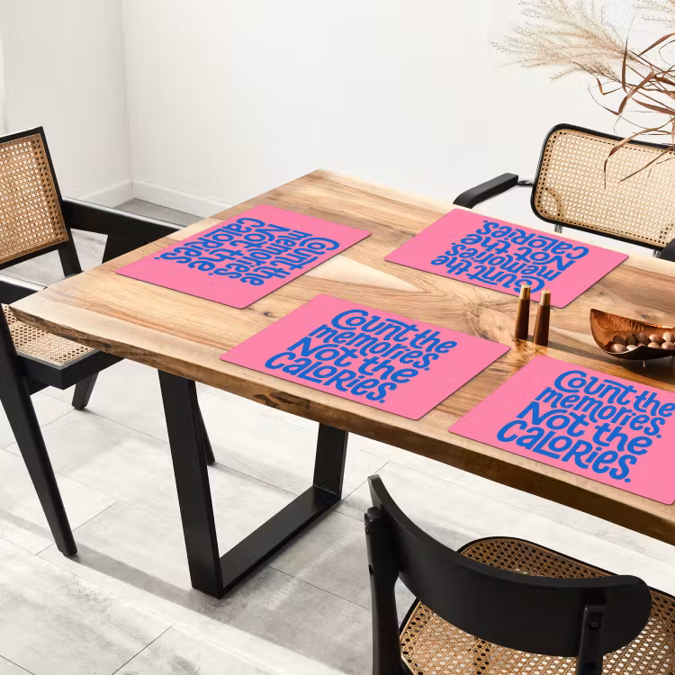 Placemat - 6 stuks - Memories - Roze - Blauw - Quote — 4