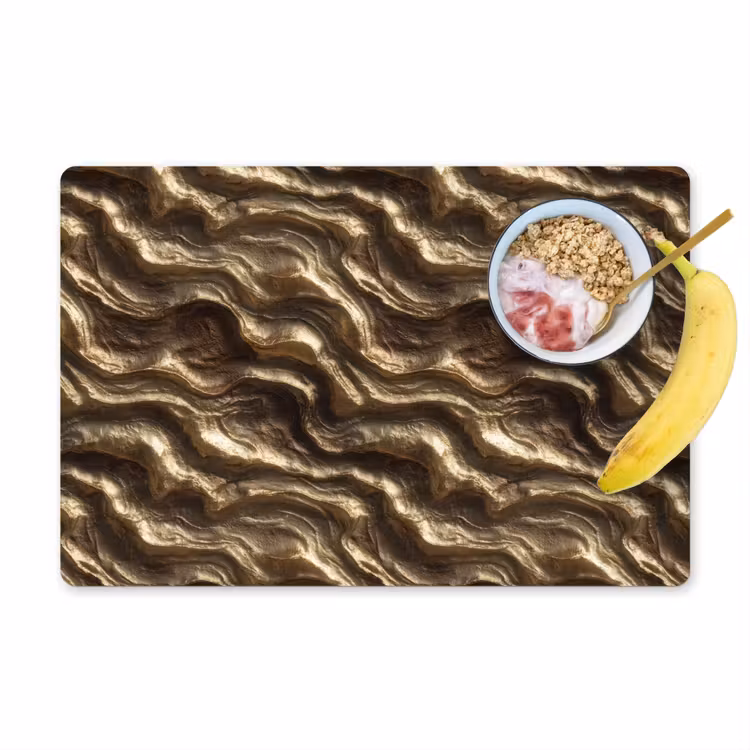 Placemat - 6 stuks - Reliëf - Golven - Abstract - Bronsgoud — 1