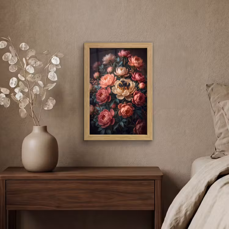 Poster met lijst - Bloemen - Insect - Natuur - Roze — 4