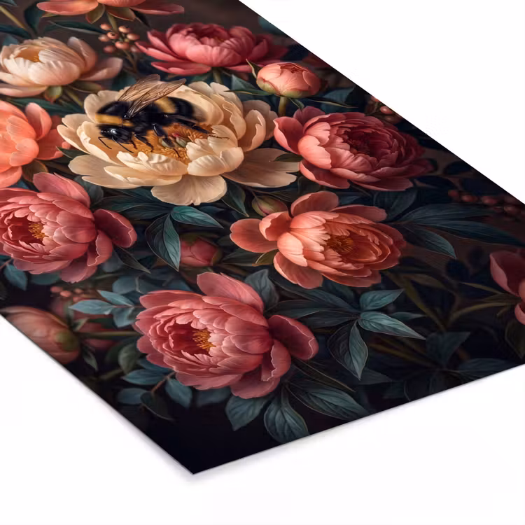 Poster met lijst - Bloemen - Insect - Natuur - Roze — 7