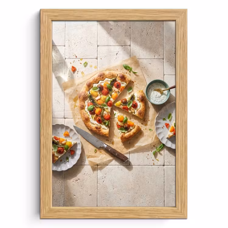 Poster met lijst - Eten - Tomaten - Basilicum - Maaltijd - Vers — 1