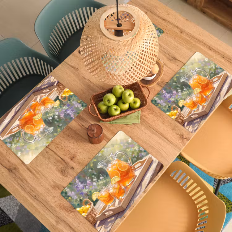 Placemat - 6 stuks - Drank - Citroen - Zomer - Tuin - Geel — 3