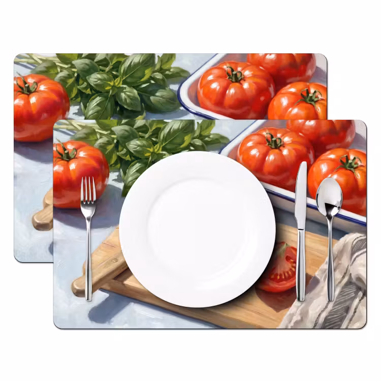 Placemat - 6 stuks - Eten - Keuken - Ingrediënten - Stillleven - Rood — 2