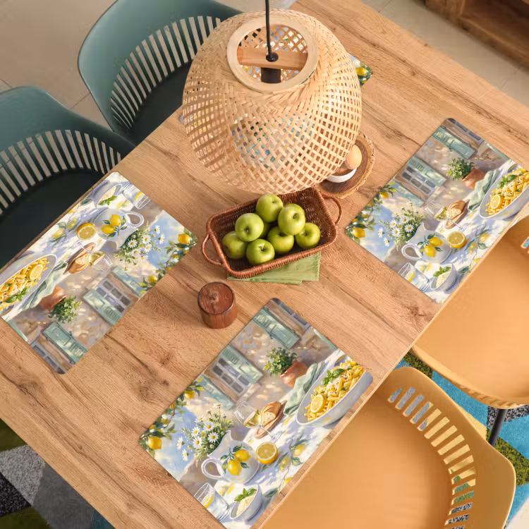 Placemat - 6 stuks - Eten - Terras - Zomer - Geschilderd - Geel — 3