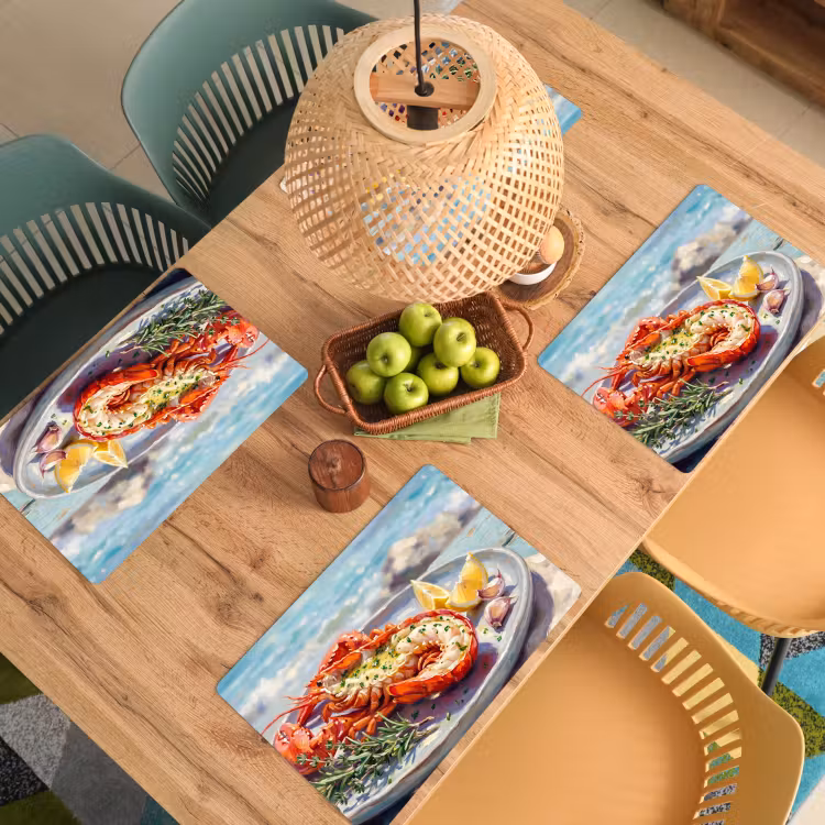 Placemat - 6 stuks - Eten - Zee - Kust - Modern - Blauw — 3
