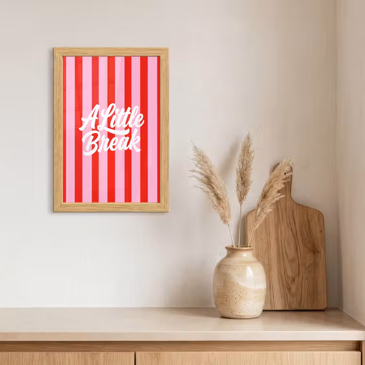 Poster met lijst - A Little Break - Strepen - Rood - Roze — 3