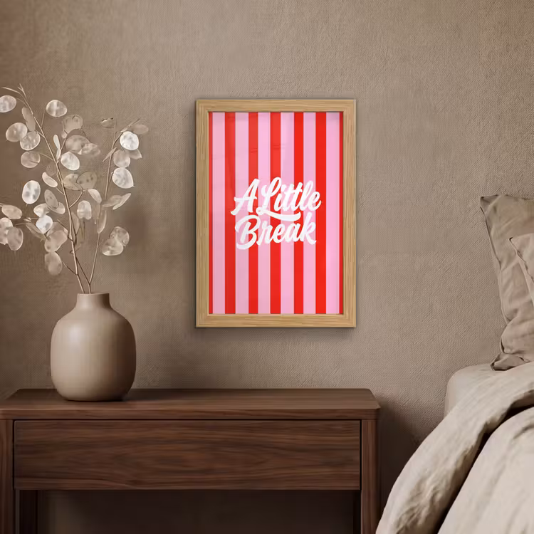Poster met lijst - A Little Break - Strepen - Rood - Roze — 4