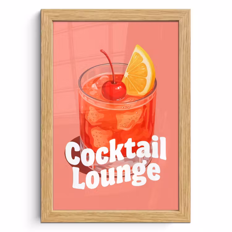 Poster met lijst - Cocktail Lounge - Glas - Koraal — 1