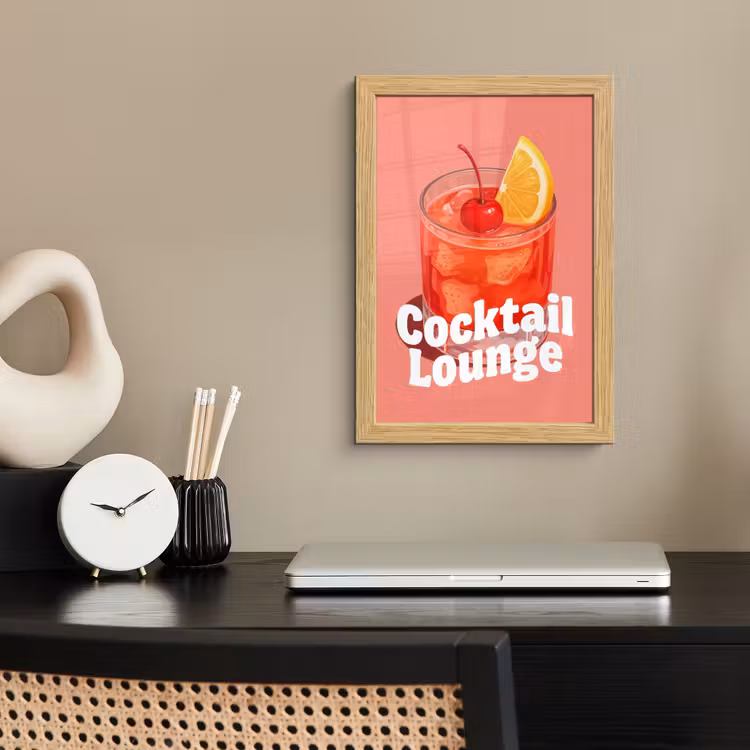 Poster met lijst - Cocktail Lounge - Glas - Koraal — 2