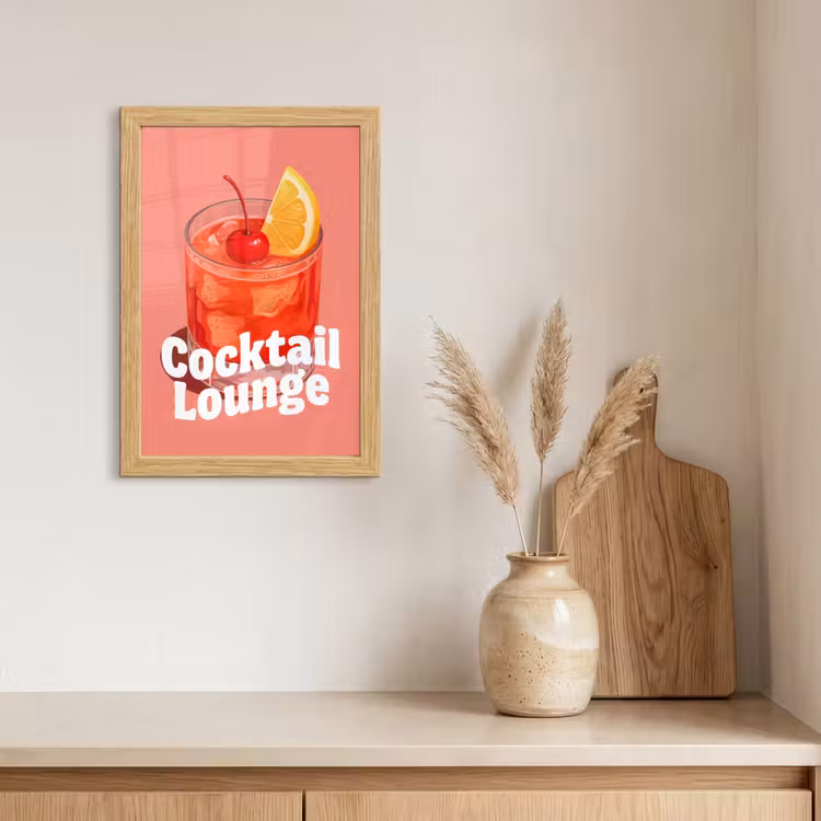 Poster met lijst - Cocktail Lounge - Glas - Koraal — 3
