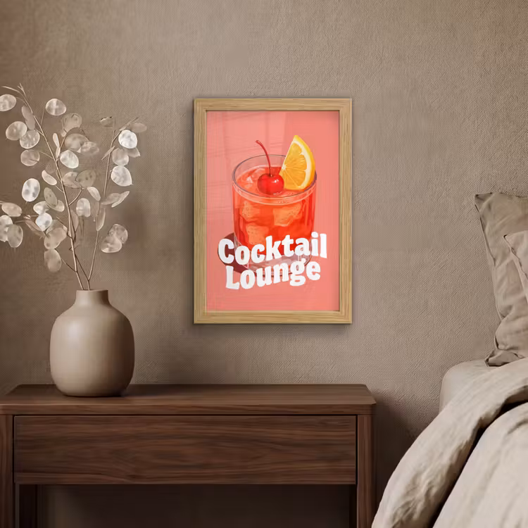 Poster met lijst - Cocktail Lounge - Glas - Koraal — 4