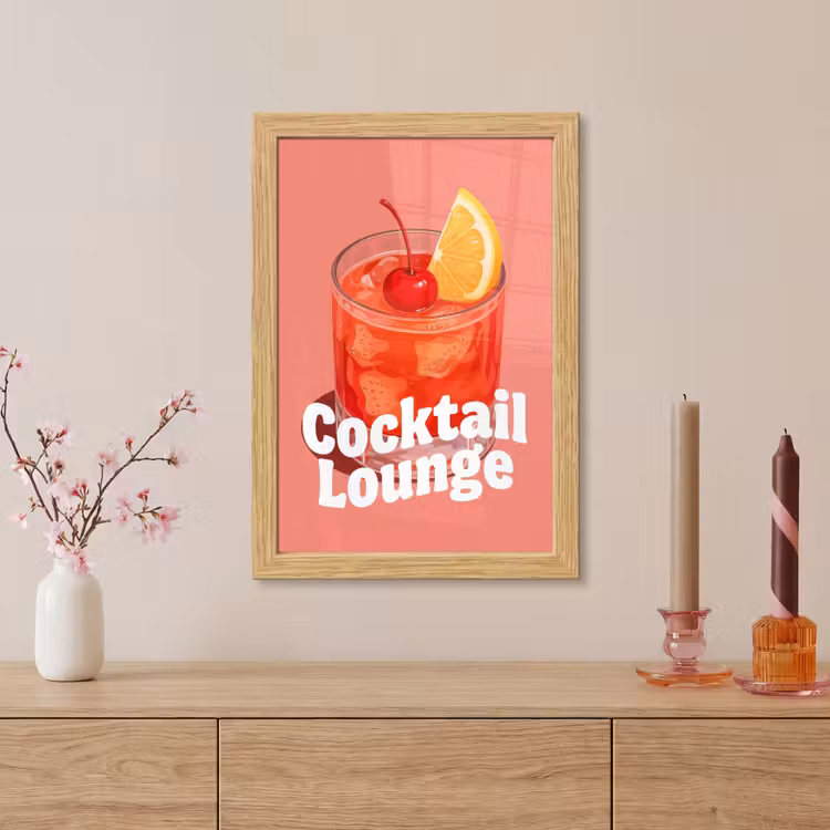 Poster met lijst - Cocktail Lounge - Glas - Koraal — 5