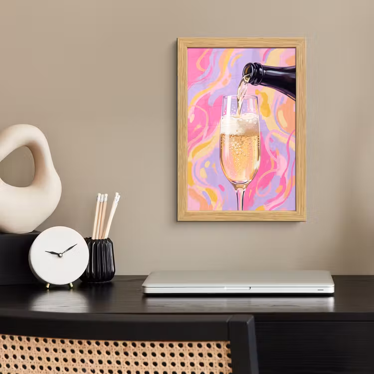 Poster met lijst - Drank - Inschenken - Feest - Abstract - Roze — 2