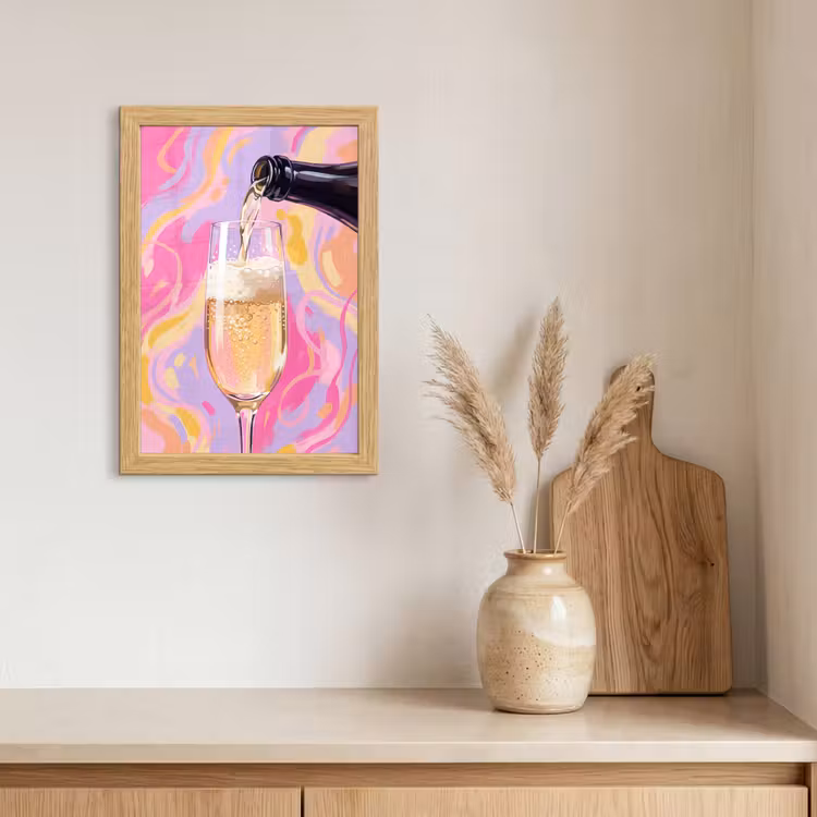 Poster met lijst - Drank - Inschenken - Feest - Abstract - Roze — 3