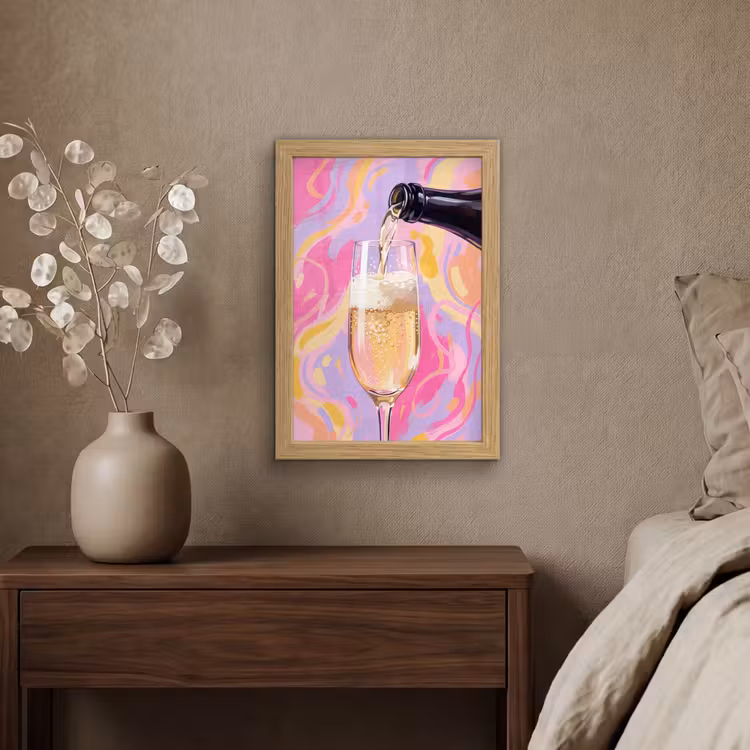 Poster met lijst - Drank - Inschenken - Feest - Abstract - Roze — 4