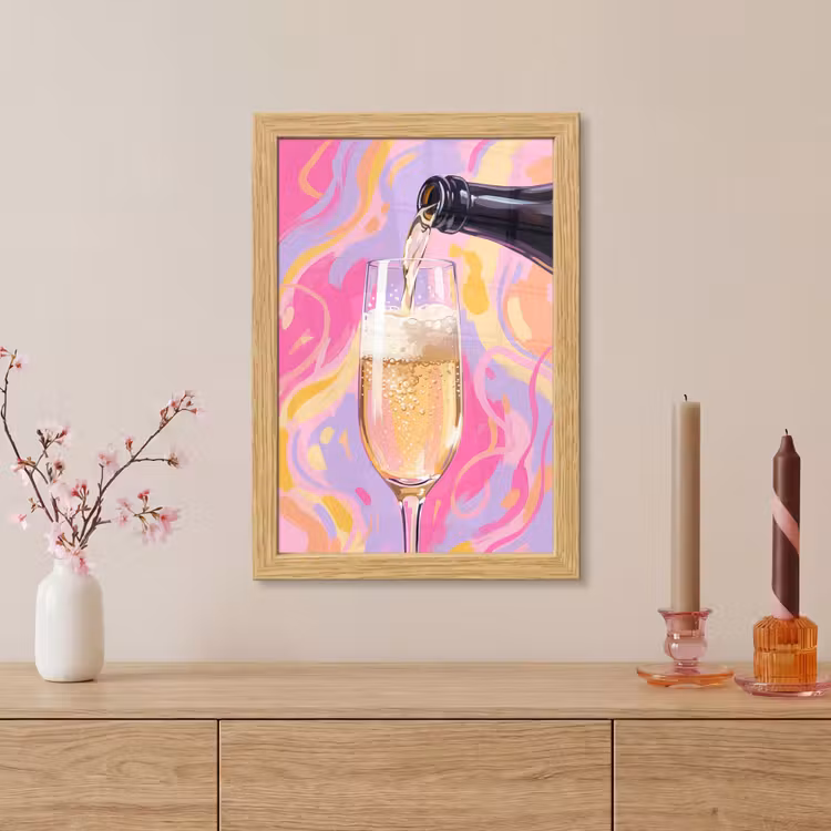 Poster met lijst - Drank - Inschenken - Feest - Abstract - Roze — 5