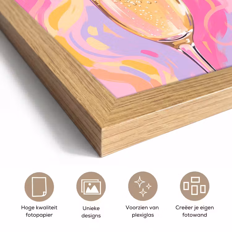 Poster met lijst - Drank - Inschenken - Feest - Abstract - Roze — 6