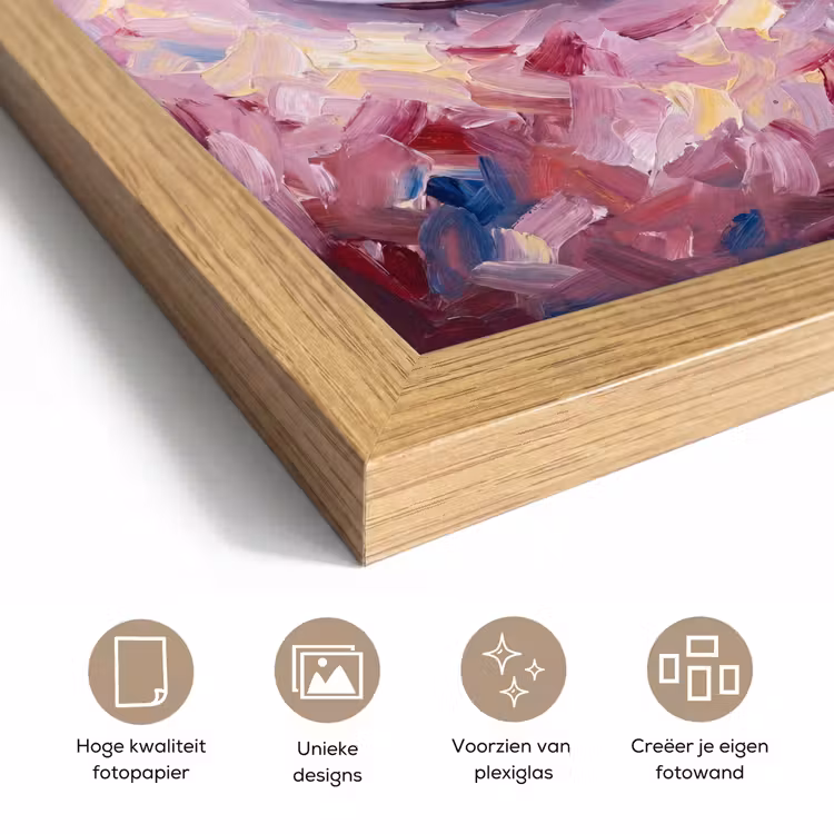 Poster met lijst - Eten - Cheesecake - Bessen - Abstract - Roze — 6