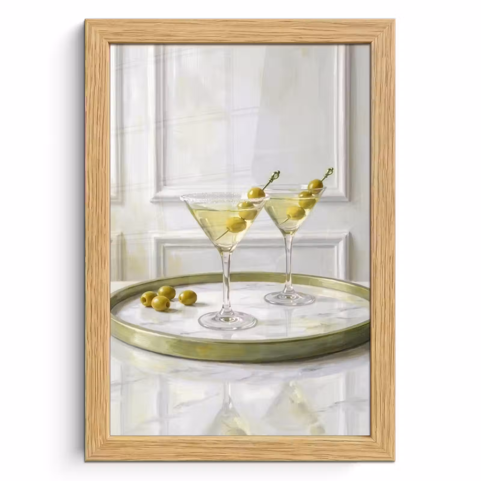 Poster met lijst - Drank - Martini - Olijven - Modern - Wit — 1