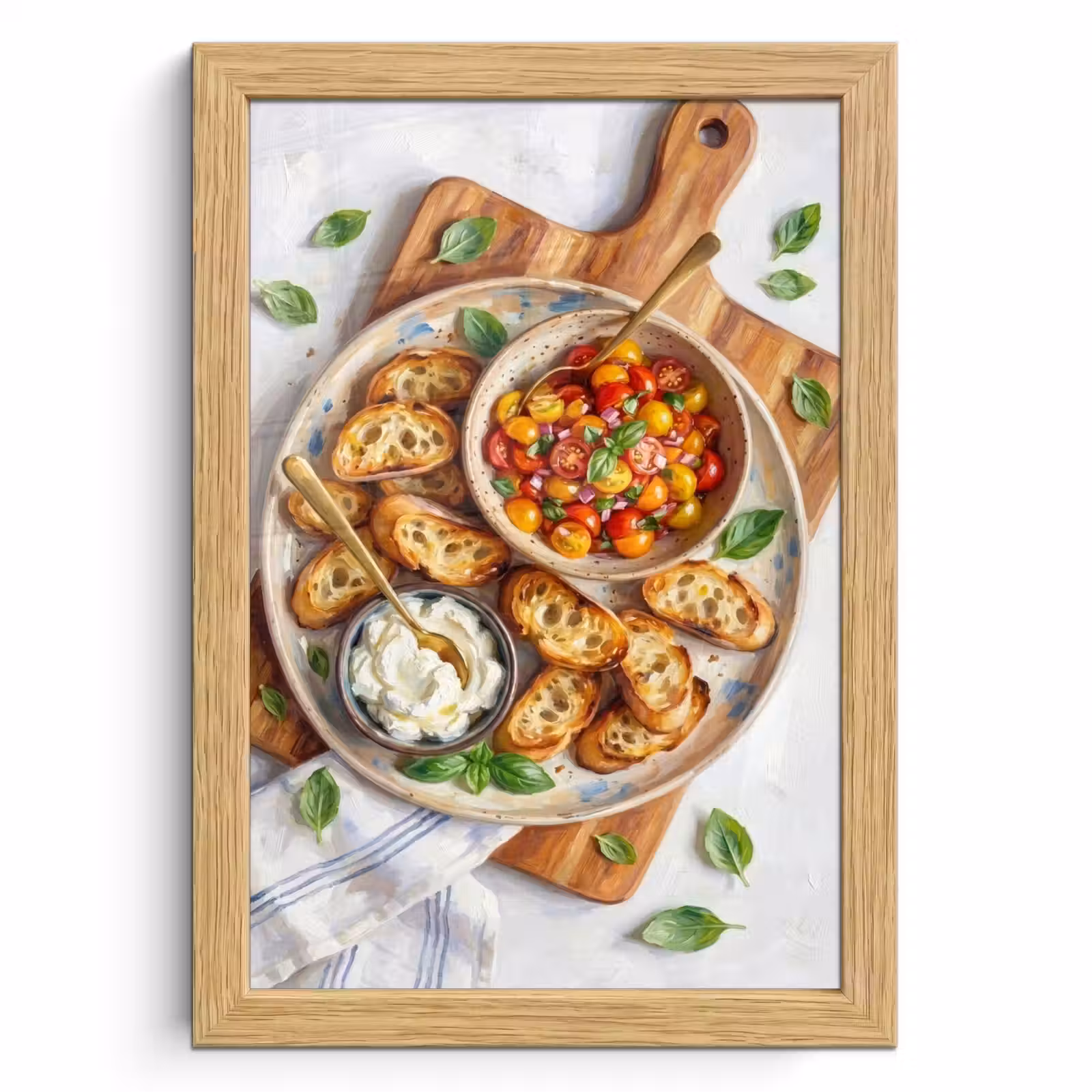 Poster met lijst - Eten - Tomaat - Brood - Kleurrijk - Keuken — 1