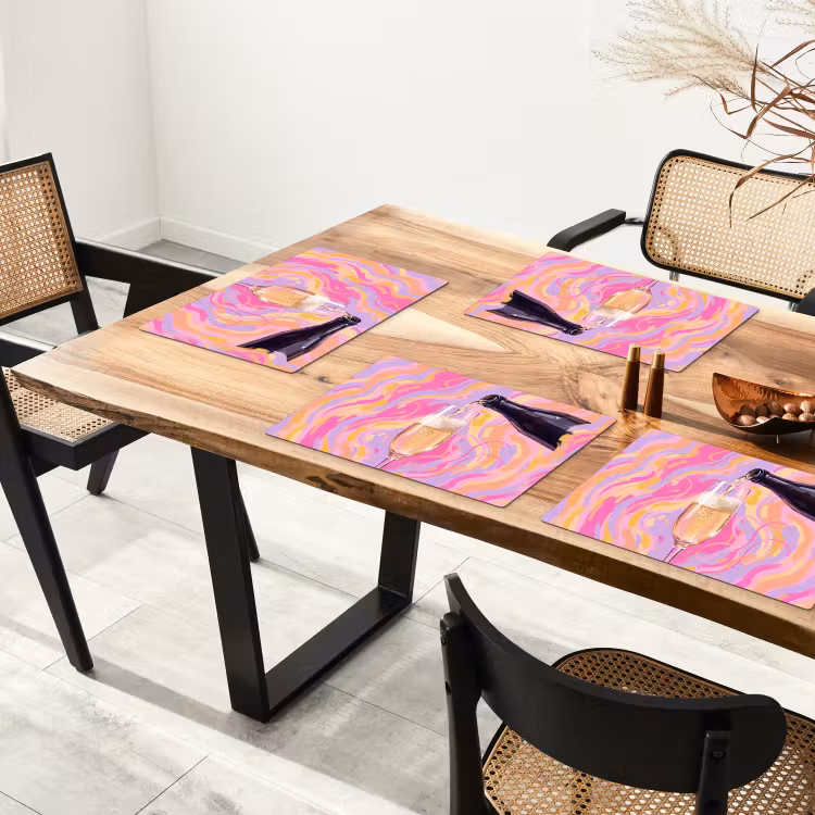 Placemat - 6 stuks - Drank - Inschenken - Feest - Abstract - Roze — 4
