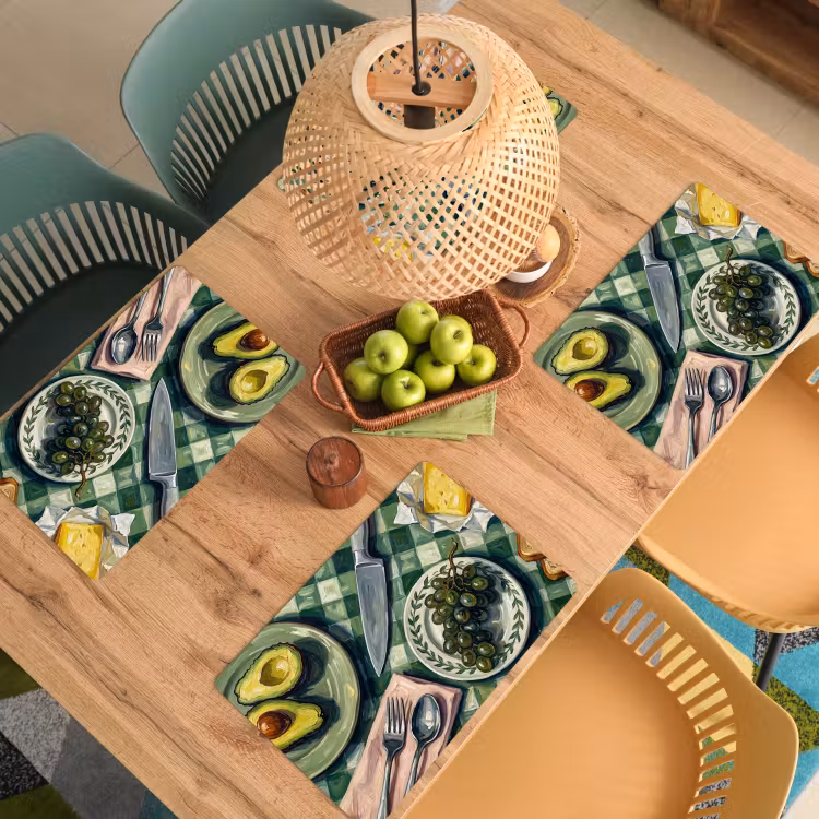 Placemat - 6 stuks - Eten - Ontbijt - Tafel - Modern - Groen — 3