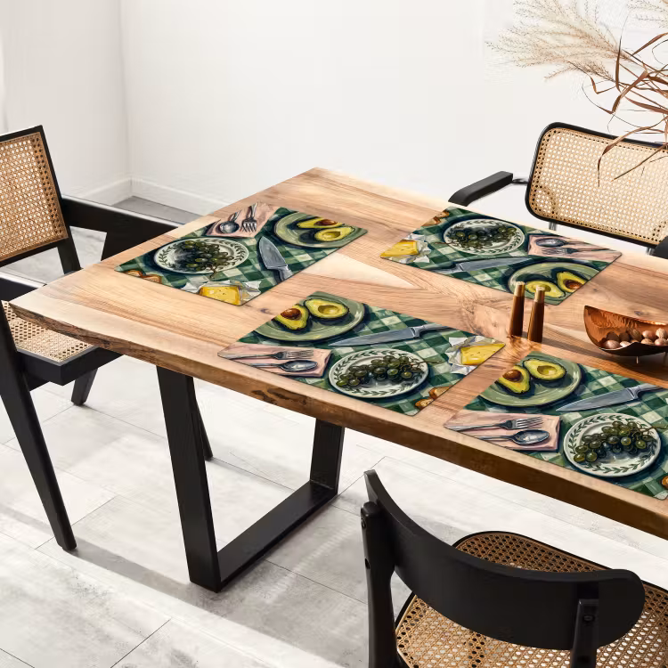 Placemat - 6 stuks - Eten - Ontbijt - Tafel - Modern - Groen — 4