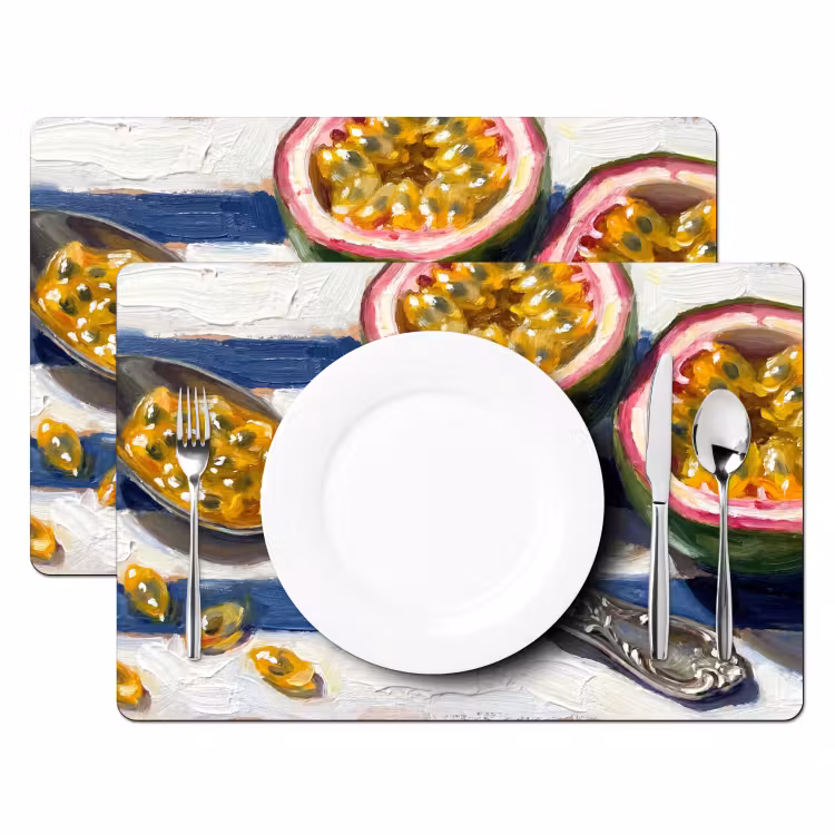 Placemat - 6 stuks - Eten - Passievrucht - Tropisch - Modern - Kleurrijk — 2