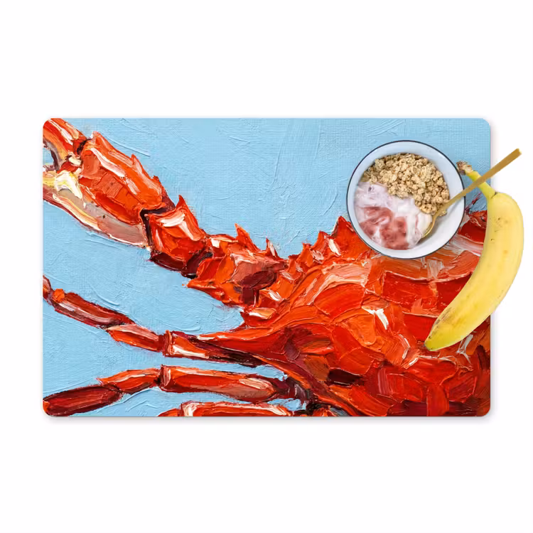 Placemat - 6 stuks - Krab - Zee - Dieren - Abstract - Rood — 1