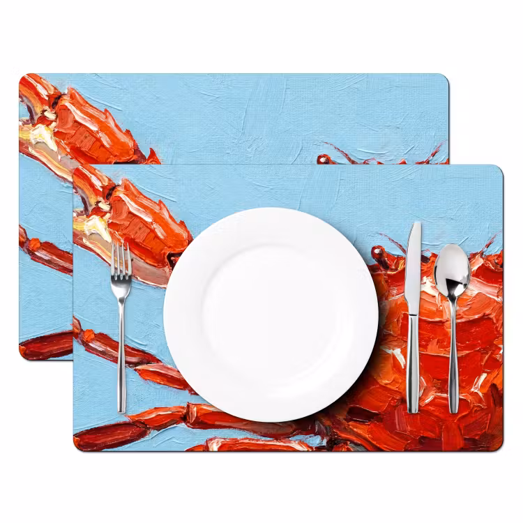 Placemat - 6 stuks - Krab - Zee - Dieren - Abstract - Rood — 2