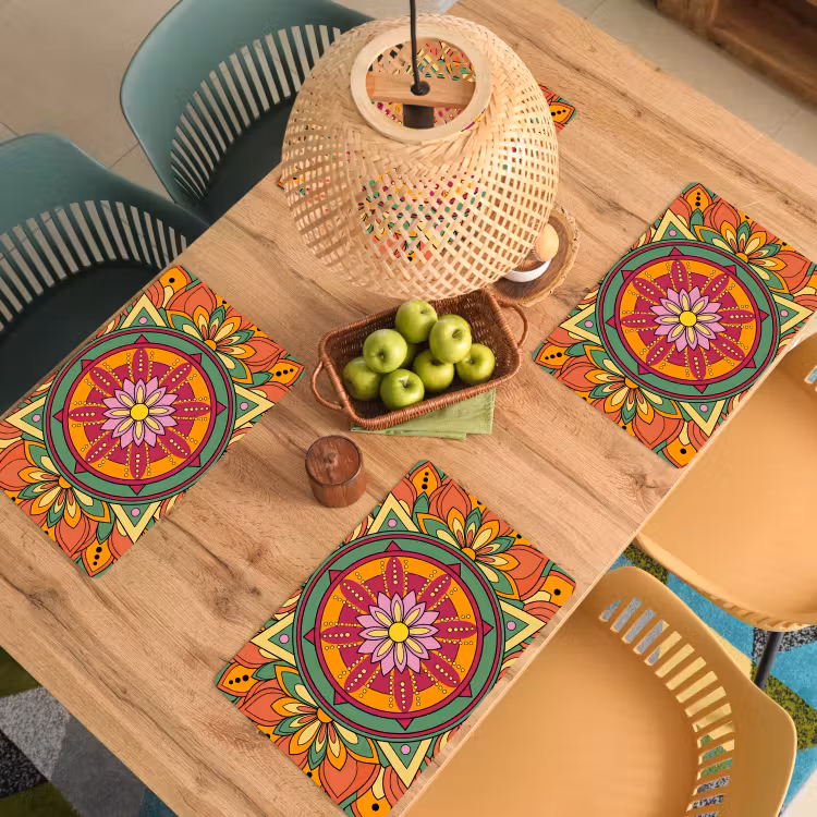 Placemat - 6 stuks - Mandala - Bloemen - Abstract - Kleurrijk — 3