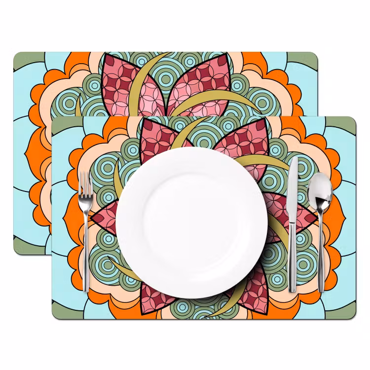 Placemat - 6 stuks - Mandala - Geometrisch - Kunst - Decoratief - Kleurrijk — 2