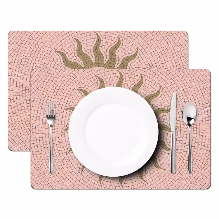 Placemat - 6 stuks - Mozaïek - Zon - Patroon - Klassiek - Roze — 2