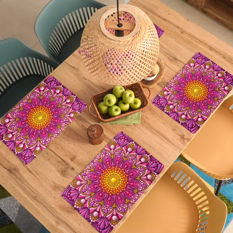 Placemat - 6 stuks - Patroon - Stippen - Abstract - Kleurrijk — 3