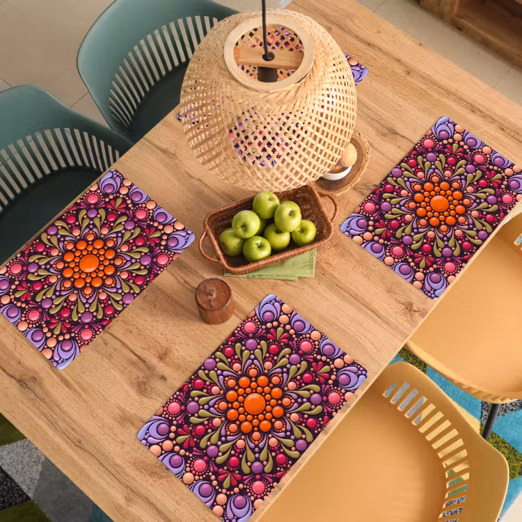 Placemat - 6 stuks - Patroon - Stippen - Abstract - Modern - Kleurrijk — 3