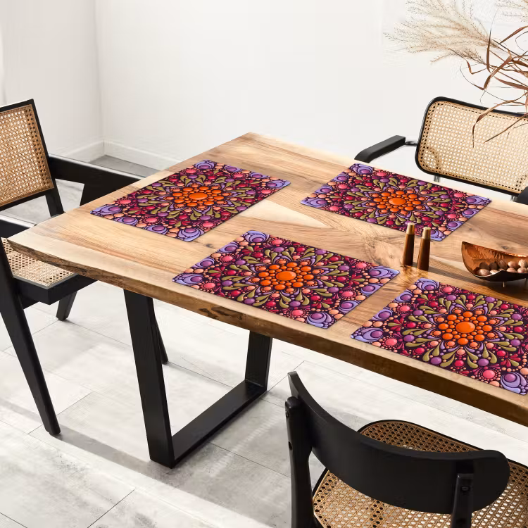 Placemat - 6 stuks - Patroon - Stippen - Abstract - Modern - Kleurrijk — 4