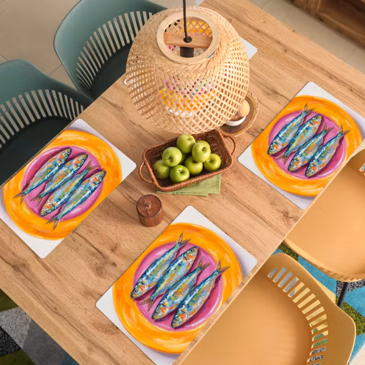 Placemat - 6 stuks - Vis - Vier - Eten - Modern - Kleurrijk — 3