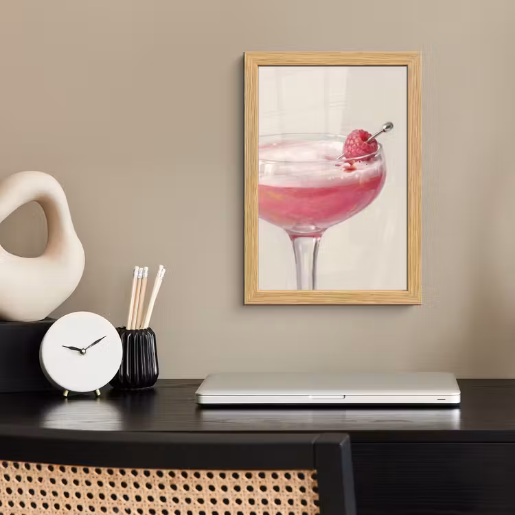Poster met lijst - Cocktail - Framboos - Drank - Modern - Roze — 2
