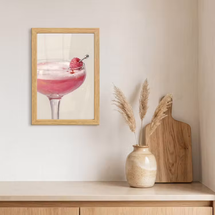 Poster met lijst - Cocktail - Framboos - Drank - Modern - Roze — 3