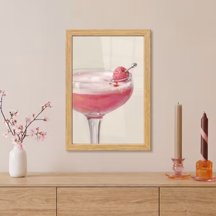 Poster met lijst - Cocktail - Framboos - Drank - Modern - Roze — 5