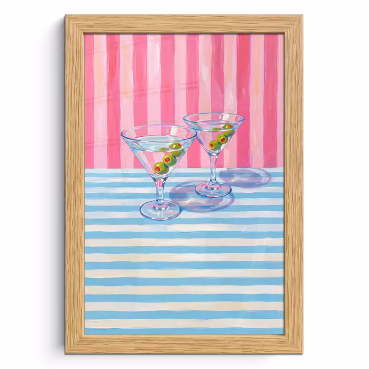 Poster met lijst - Cocktail - Olijven - Kunst - Modern - Roze — 1