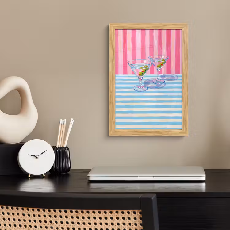 Poster met lijst - Cocktail - Olijven - Kunst - Modern - Roze — 2