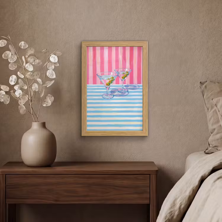 Poster met lijst - Cocktail - Olijven - Kunst - Modern - Roze — 4