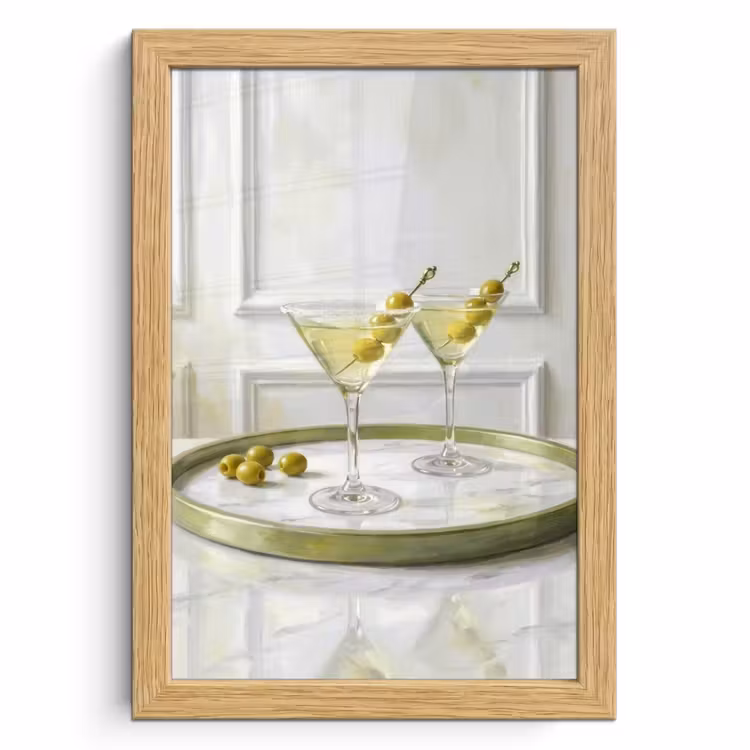 Poster met lijst - Drank - Martini - Olijven - Modern - Wit — 1