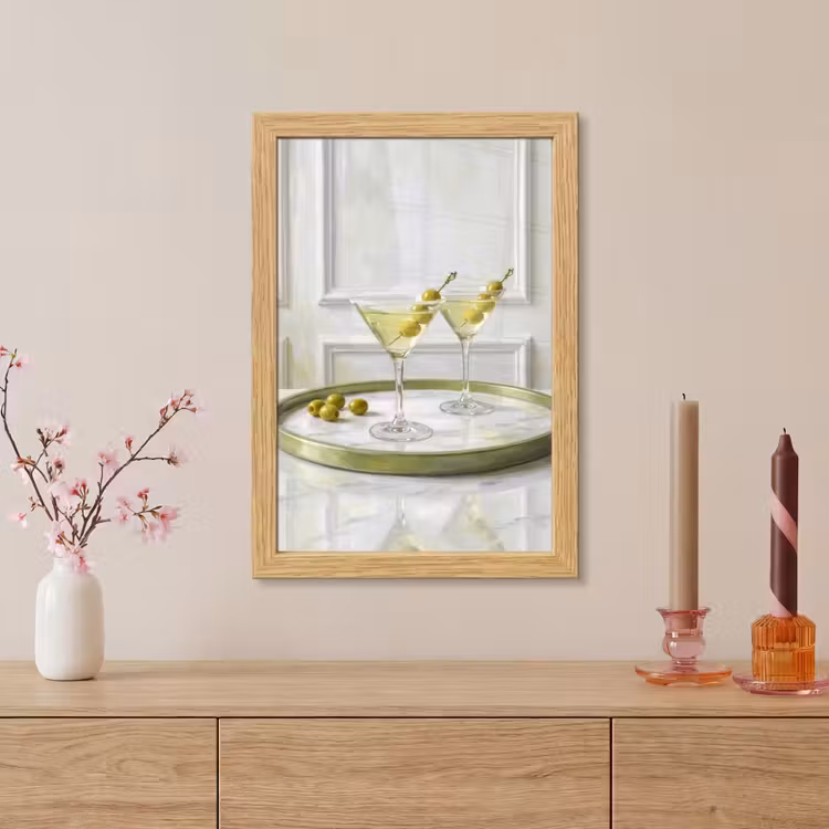 Poster met lijst - Drank - Martini - Olijven - Modern - Wit — 5